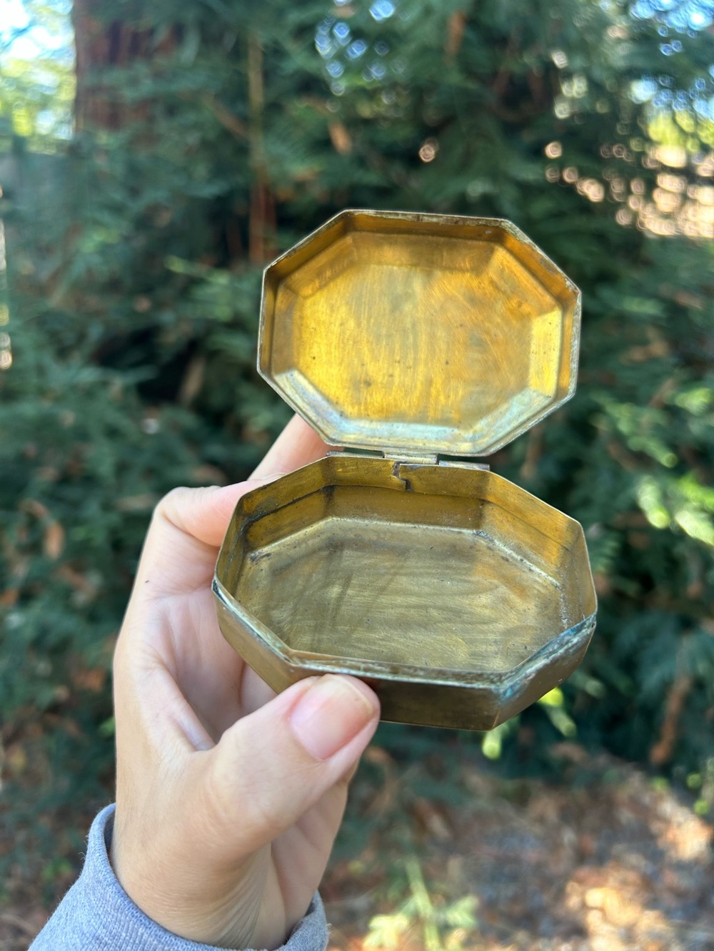 Vintage Brass Octagonal Trinket Box – Gold Finish